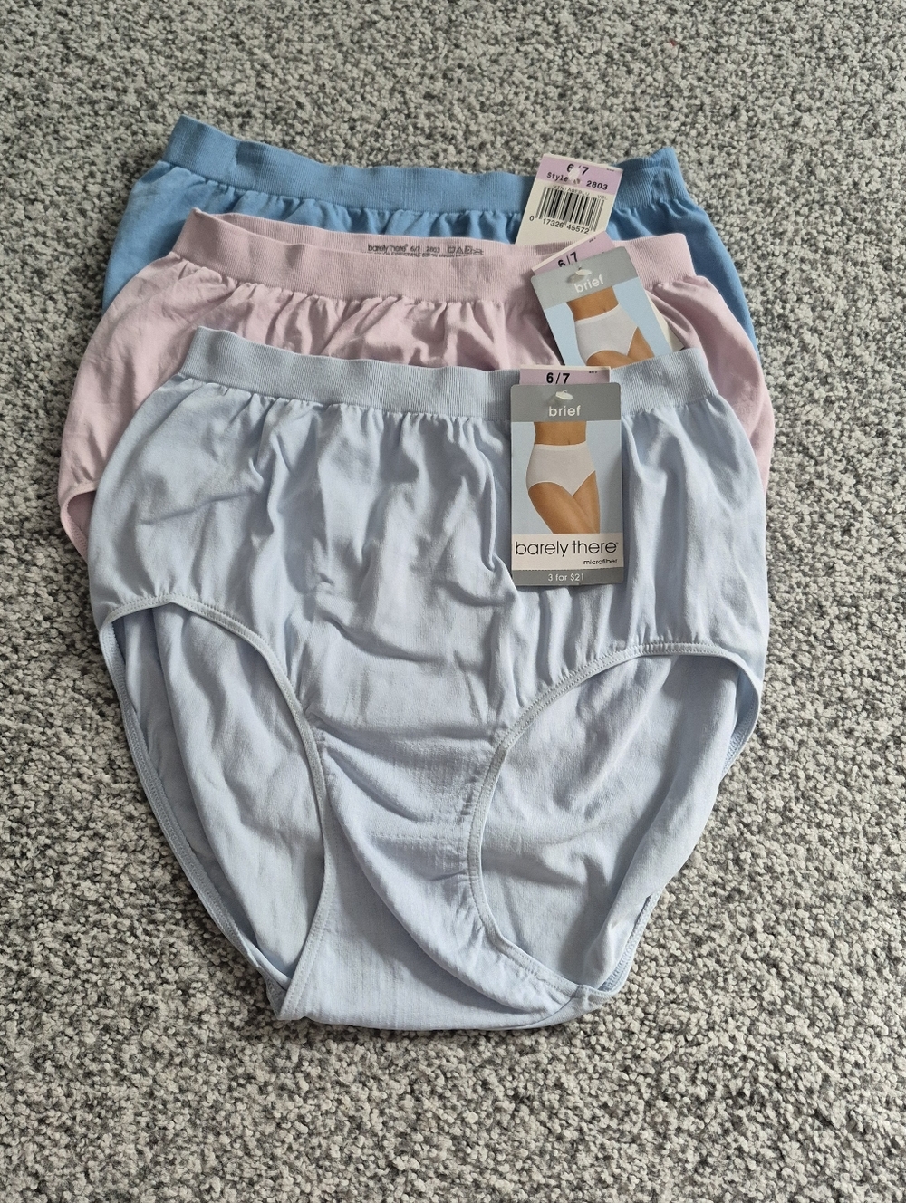 3 pair Nylon with cotton crotch Panties by Barely There Size 6/7 Style 2803